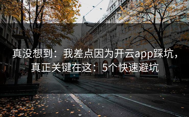 真没想到：我差点因为开云app踩坑，真正关键在这：5个快速避坑