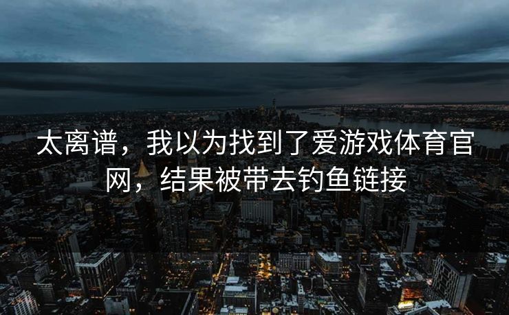 太离谱，我以为找到了爱游戏体育官网，结果被带去钓鱼链接