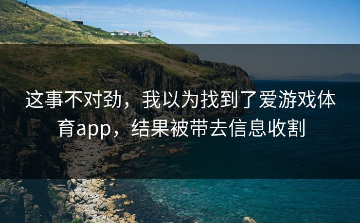 这事不对劲，我以为找到了爱游戏体育app，结果被带去信息收割