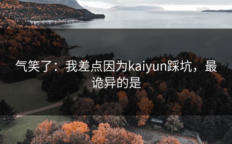 气笑了：我差点因为kaiyun踩坑，最诡异的是